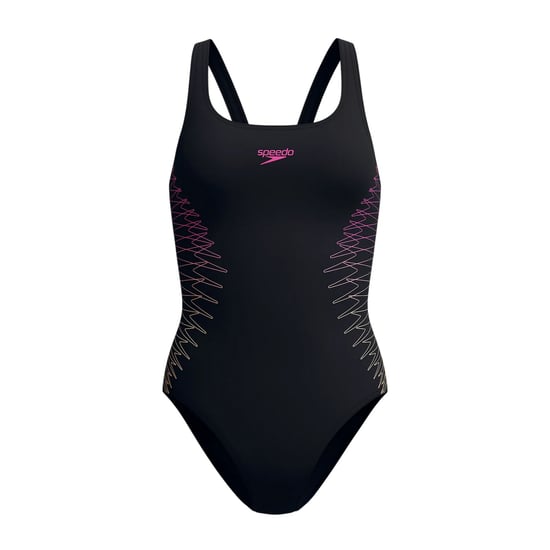Speedo - "Placement" Badeanzug für Damen, Halboffener Rücken (Schwarz) - Image 2