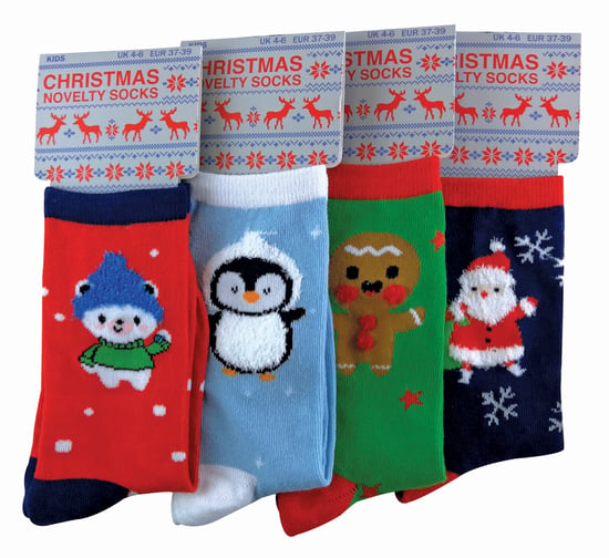 Kinder/Kinder 4 Pack dünne Baumwolle Rich Xmas Weihnachten Socken 3 Größen - Image 2