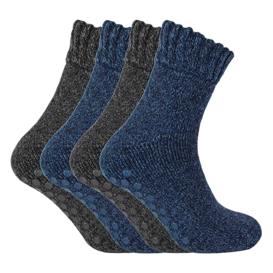 Socken Snob - 4 Paar Herren Merino Wolle Slipper Warm Dicke Socken - Assorted - Image 5