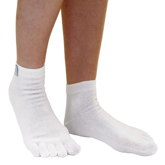 TOETOE - Herren & Damen Essentielle Feuchtigkeitsableitende Baumwoll Knöchelzehensocken - Weiß - Image 5