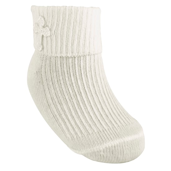 Baby-Taufsocken mit Kreuzstickerei | Neugeborene Baumwollsocken für Jungen & Mädchen - Creme - Image 4