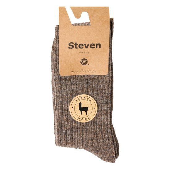 Herren Alpaka Wolle Socken für Winter | Steven | Gestrickte Crew Boot Socken - Beige - Image 2