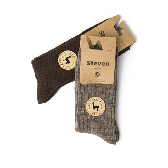 Herren Alpaka Wolle Socken für Winter | Steven | Gestrickte Crew Boot Socken - Beige - Image 5