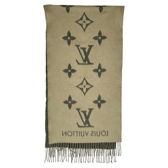 Louis Vuitton Monogram Fransen-Schal aus grauem Kaschmir - Image 6