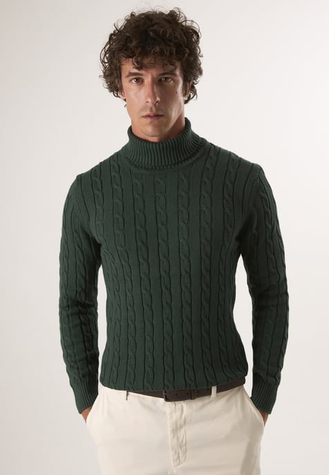 Pullover Rollkragenpullover Mit Zopfmuster - Image 1