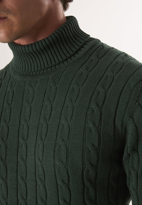 Pullover Rollkragenpullover Mit Zopfmuster - Image 3