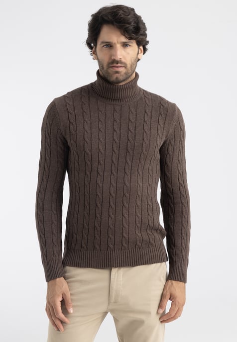 Pullover Rollkragenpullover Mit Zopfmuster - Image 1