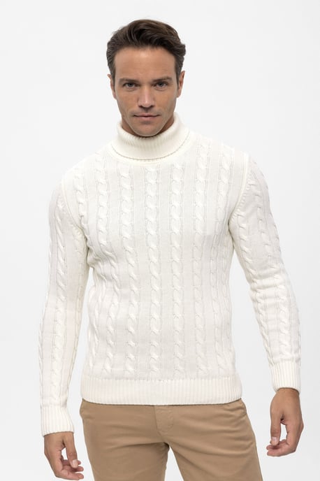 Pullover Rollkragenpullover Mit Zopfmuster - Image 1