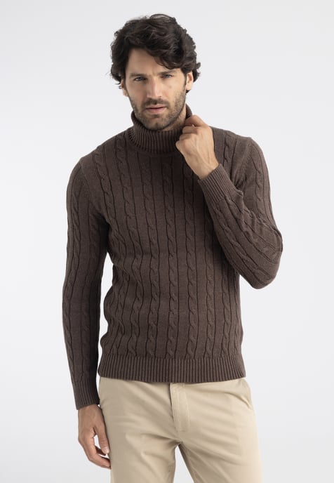 Pullover Rollkragenpullover Mit Zopfmuster - Image 2