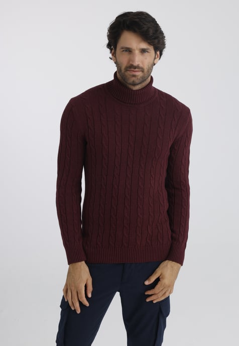 Pullover Rollkragenpullover Mit Zopfmuster - Image 1