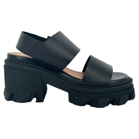 Ganni Cleated High-Heel Sandals in Black Leather - Image 1