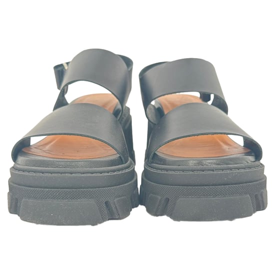 Ganni Cleated High-Heel Sandals in Black Leather - Image 2