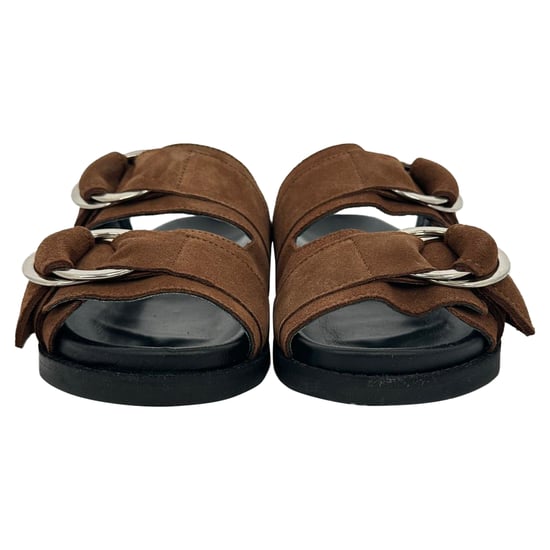 Ganni Sandalen mit Doppelriemen aus braunem Wildleder - Image 2