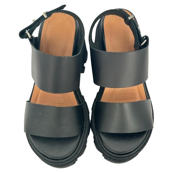 Ganni Cleated High-Heel Sandals in Black Leather - Image 3