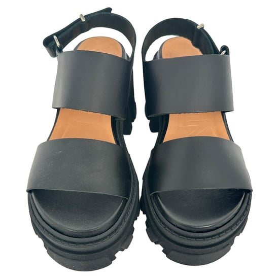 Ganni Cleated High-Heel Sandals in Black Leather - Image 4