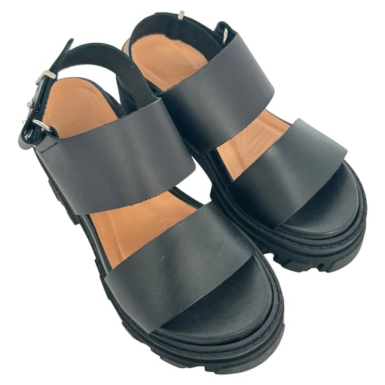 Ganni Cleated High-Heel Sandals in Black Leather - Image 5