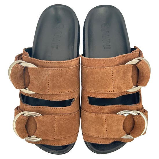 Ganni Sandalen mit Doppelriemen aus braunem Wildleder - Image 5