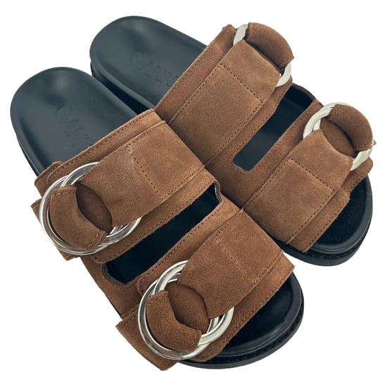 Ganni Sandalen mit Doppelriemen aus braunem Wildleder - Image 6