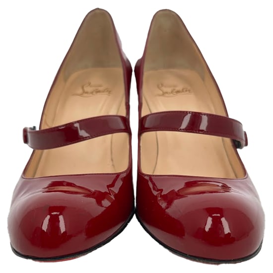 Christian Louboutin Mary Jane Pumps aus burgunderrotem Lackleder - Image 2