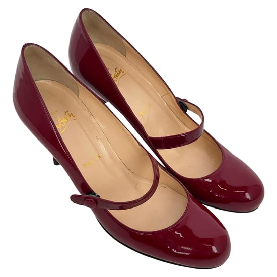 Christian Louboutin Mary Jane Pumps aus burgunderrotem Lackleder - Image 5