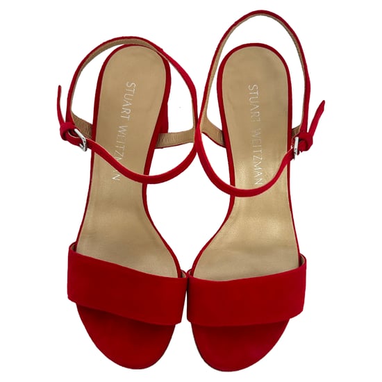 Stuart Weitzman Sandalen mit Knöchelriemen und Absatz aus rotem Wildleder - Image 4