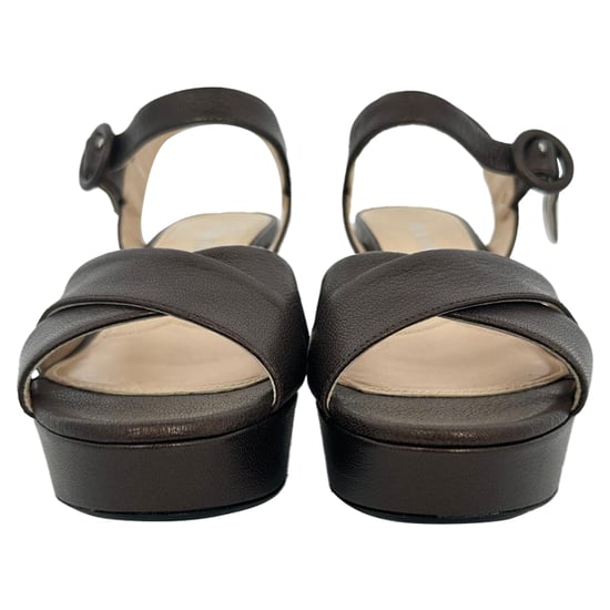 Prada Crisscross Blockabsatz aus braunem Leder - Image 2