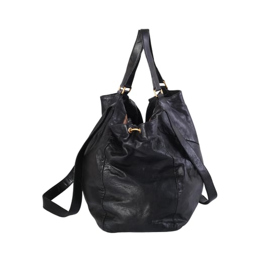 Yves Saint Laurent Rive Gauche Schwarze Leder-Übergröße Tragetasche - 2000er Jahre - Image 2