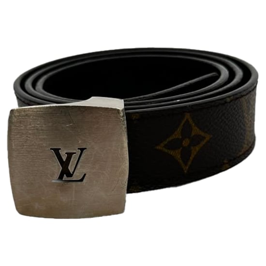 Louis Vuitton Vintage-Gürtel mit Monogramm-Schnalle aus braunem beschichtetem Canvas - Image 2