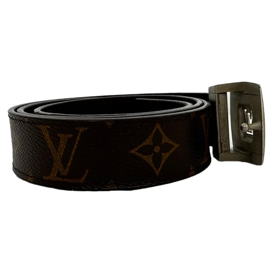 Louis Vuitton Vintage-Gürtel mit Monogramm-Schnalle aus braunem beschichtetem Canvas - Image 5