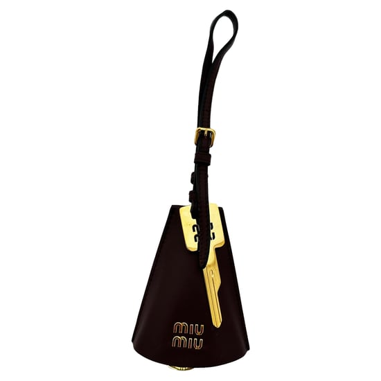 Miu Miu Trick Pelle Taschenanhänger aus braunem Leder - Image 1