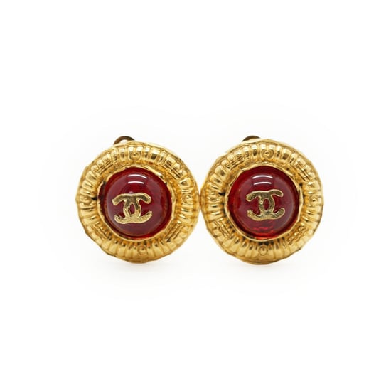 Chanel Vintage Metallohrringe mit CC-Logo - Gold - Image 1