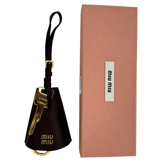Miu Miu Trick Pelle Taschenanhänger aus braunem Leder - Image 6