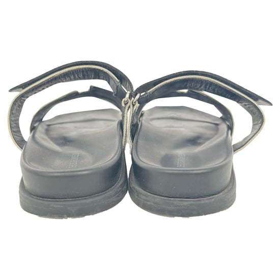 Hermès Chypre Sandalen aus weißem und schwarzem Canvas und Leder - Image 5