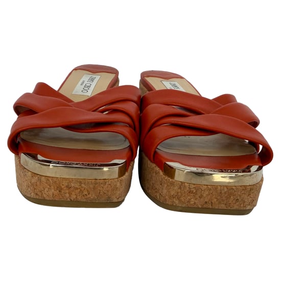 Jimmy Choo Maribou 50 Plateau-Keilsandalen aus orangefarbenem Leder - Image 5