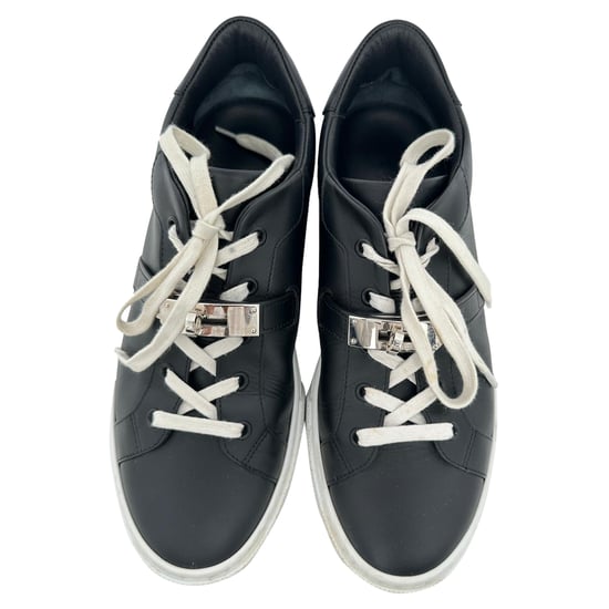 Hermès Day Low-Top Sneakers aus schwarzem Kalbsleder - Image 4