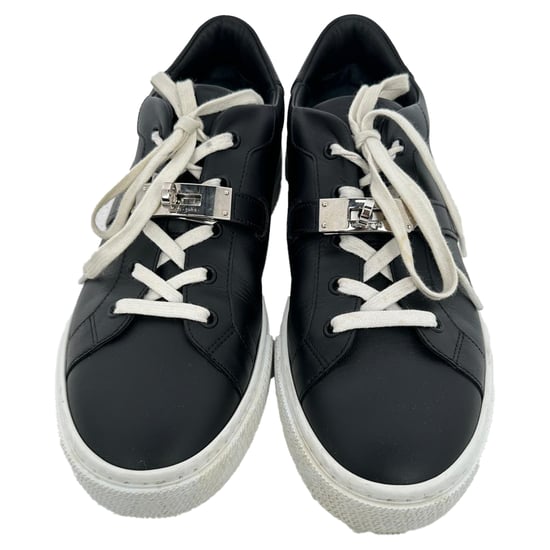 Hermès Day Low-Top Sneakers aus schwarzem Kalbsleder - Image 5