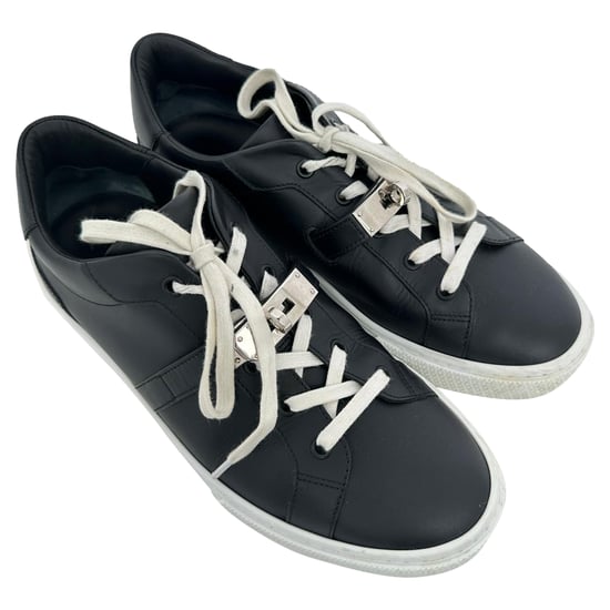 Hermès Day Low-Top Sneakers aus schwarzem Kalbsleder - Image 6