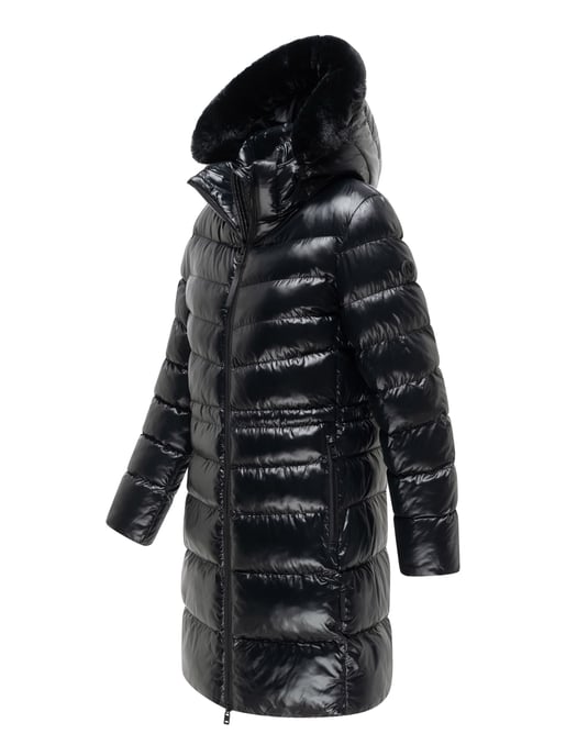 Navahoo Damen gesteppter Wintermantel Lumeiaa mit Kunstfellkapuze - Schwarz - Image 2
