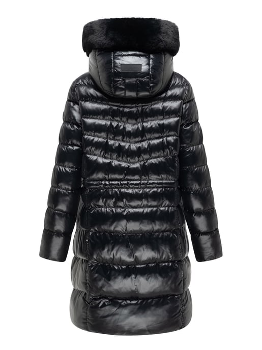 Navahoo Damen gesteppter Wintermantel Lumeiaa mit Kunstfellkapuze - Schwarz - Image 3