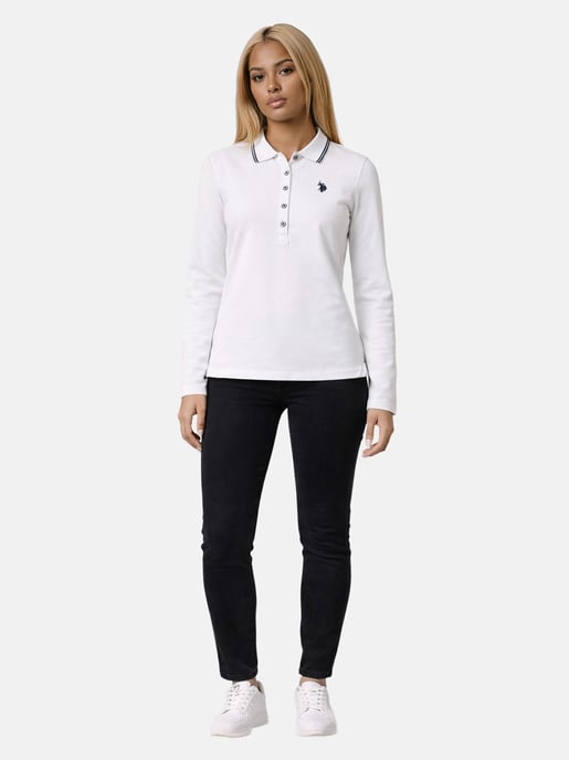 U.S. Polo Assn. Damen Langarm Poloshirt mit Stretchanteil - Image 1