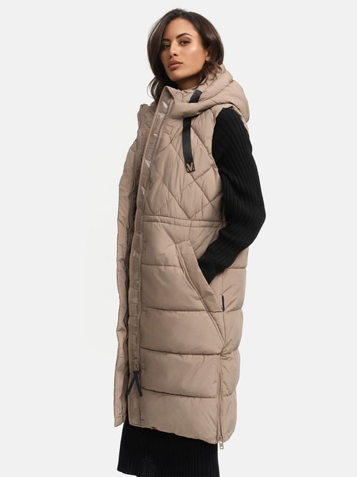 Marikoo lange Damen Steppweste mit Kapuze & Magnetverschluss – Narikaa - Image 6