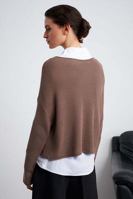 Damen Rippstrick Boot-Neck Pullover - Image 2