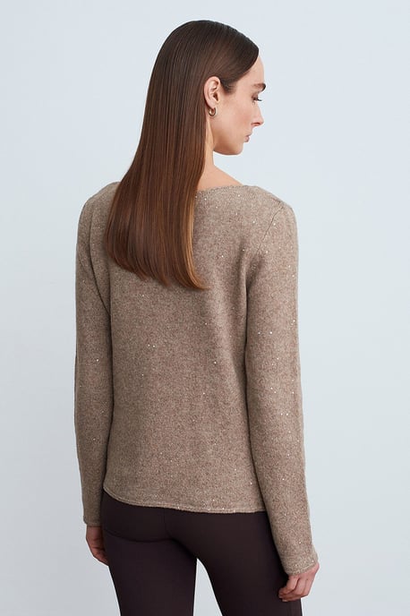 Bootshaus-Ausschnitt Pailletten Strickpullover - Image 2