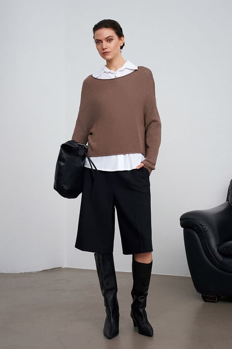 Damen Rippstrick Boot-Neck Pullover - Image 5