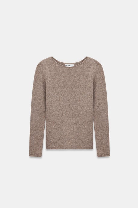 Bootshaus-Ausschnitt Pailletten Strickpullover - Image 5