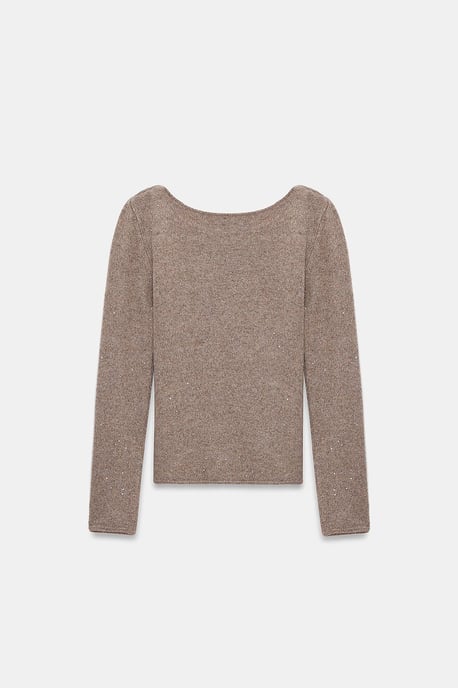 Bootshaus-Ausschnitt Pailletten Strickpullover - Image 6