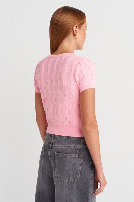 Damen Kurzjäckchen mit Jacquard-Muster und Knöpfen - Image 2