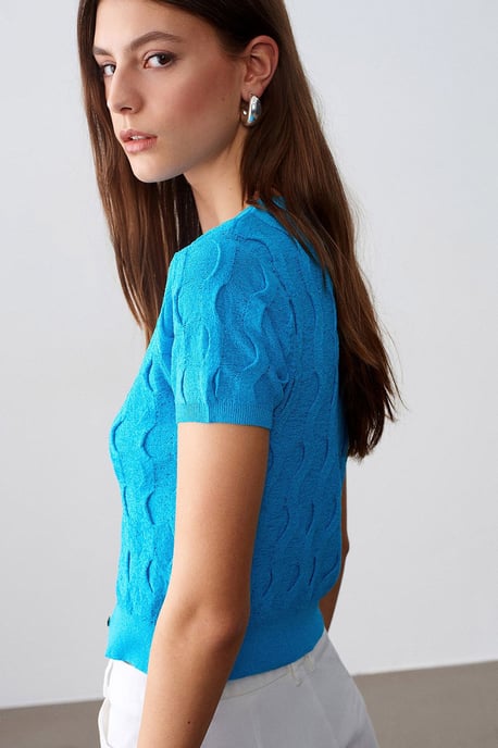 Damen Kurzjäckchen mit Jacquard-Muster und Knöpfen - Image 2