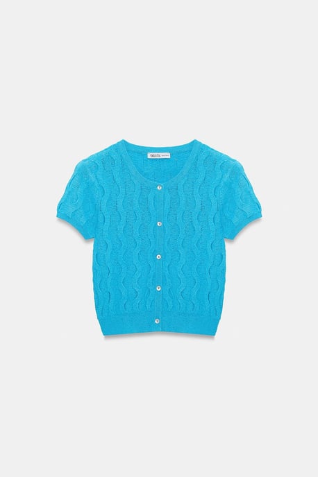 Damen Kurzjäckchen mit Jacquard-Muster und Knöpfen - Image 5