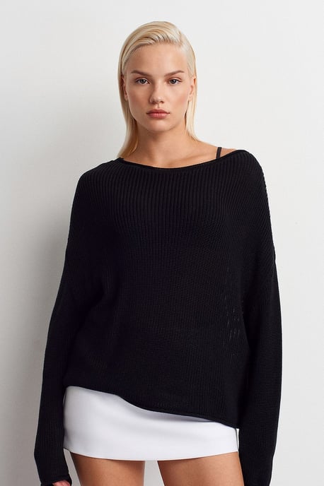 Damen Rippstrick Boot-Neck Pullover - Image 1